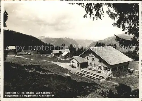 Alt St Johann Sessellift Bergstation Berggasthaus Churfirsten Sellamatt Kat. Alt St Johann