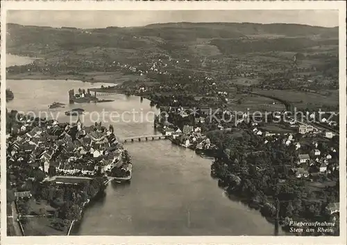 Stein Rhein mit Insel Werd und Untersee Fliegeraufnahme Kat. Stein Rhein