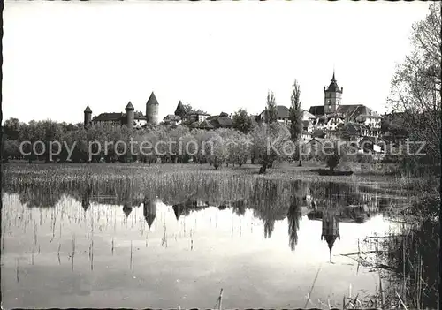 Estavayer le Lac Blick vom Seeufer Kat. Estavayer le Lac