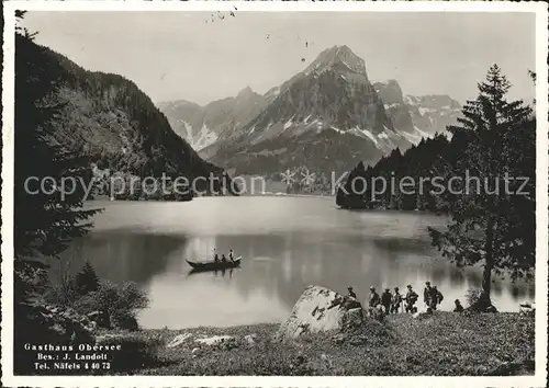Naefels Uferpartie am Obersee Bootsfahrt Gasthaus Kat. Naefels