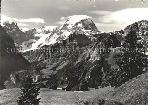 Braunwald GL Panorama Blick auf Bifertenstock Piz Urlaun Toedi und Gamfsfayen Glarner Alpen Kat. Braunwald