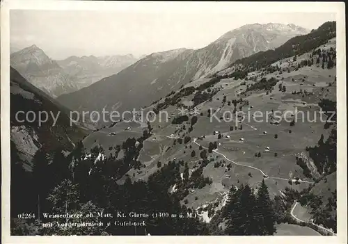 Matt Weissenberge mit Glaernisch und Gufelstock Alpenpanorama Kat. Matt