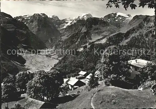 Braunwald GL Panorama Blick vom Hoehenweg auf Toedikette Glarner Alpen Kat. Braunwald