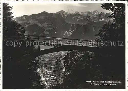 Naefels Panorama mit Muertschenstock Viadukt zum Obersee Kat. Naefels