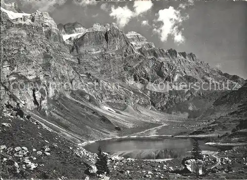 Braunwald GL Oberblegisee Bergsee mit Glaernischkette Kat. Braunwald