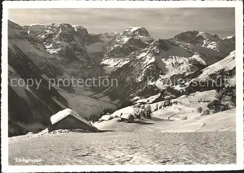 Braunwald GL Panorama Blick zur Toedigruppe Glarner Alpen Kat. Braunwald