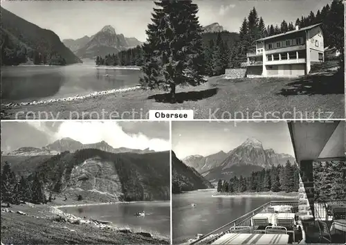 Naefels Berghaus Obersee Bergsee Terrasse mit Alpenpanorama Kat. Naefels