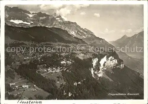 Braunwald GL Fliegeraufnahme Alpenpanorama Kat. Braunwald