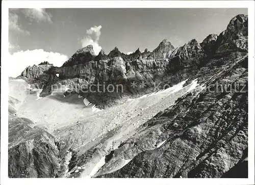 Elm GL Tschingelhorngruppe mit Martinsloch und Segnespass Gebirgspanorama Kat. Elm