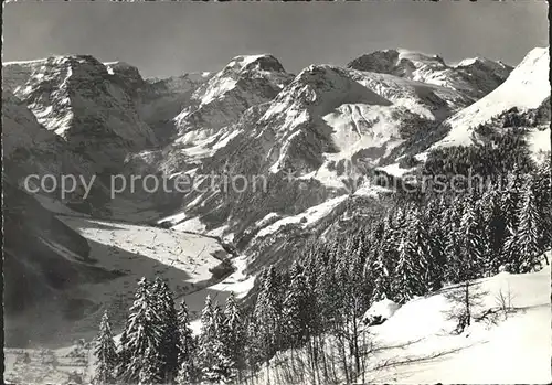Braunwald GL Panorama Blick auf die Toedikette Glarner Alpen Kat. Braunwald