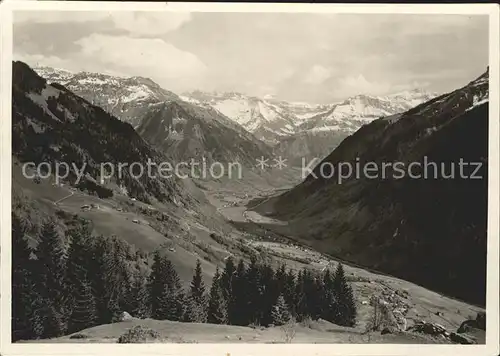 Engi Ausblick vom Ferienheim Enge Alpenpanorama Kat. Engi