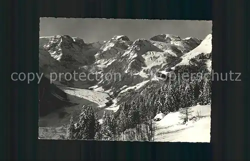 Braunwald GL Panorama Blick auf Toedikette Glarner Alpen Kat. Braunwald