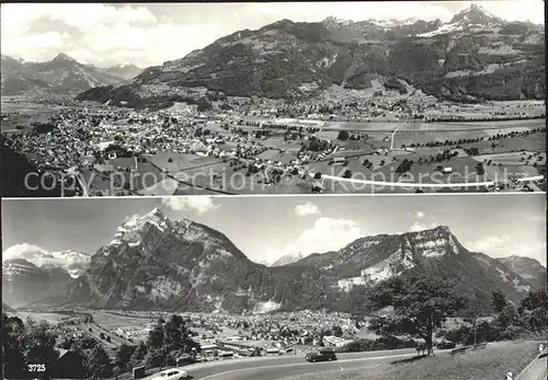 Naefels Gesamtansicht mit Alpenpanorama Kat. Naefels