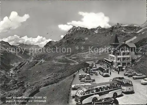 Unterschaechen Berghotel Klausen Passhoehe Gebirgspass gegen Schaechental und Urirotstock Alpenpanorama Kat. Unterschaechen