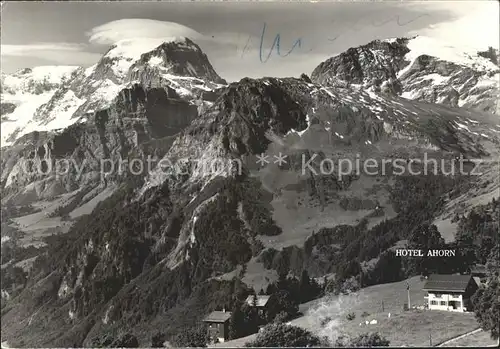 Braunwald GL Berghotel Ahorn Panorama Blick zum Toedi und Gemfsfayren Glarner Alpen Kat. Braunwald