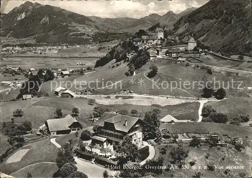 Gruyeres FR Hotel Bourgoz Vue aerienne Fliegeraufnahme / Gruyeres /Bz. La Gruyere