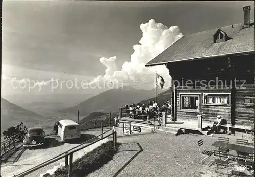 Mollis Berggasthof Fronalpstock Blick auf Linthebene Kat. Mollis