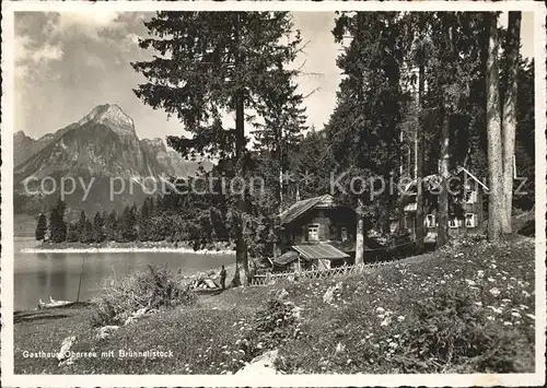 Naefels Gasthaus Obersee mit Bruennelistock Kat. Naefels