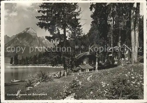 Naefels Gasthaus Obersee mit Bruennelistock Kat. Naefels