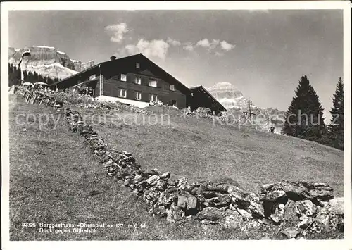 Braunwald GL Berggasthaus Ohrenplatte Blick gegen Glaernisch Kat. Braunwald