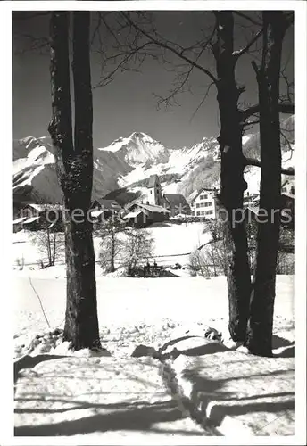 Elm GL Durchblick vom Waldrand mit Hausstock Glarner Alpen Winterimpressionen Kat. Elm
