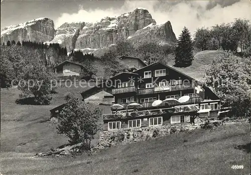 Braunwald GL Hotel Pension Toediblick Blick auf Eggstock Glarner Alpen Kat. Braunwald