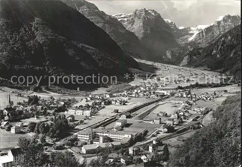 Linthal Glarus Panorama mit Selbsanft und Toedi Glarner Alpen Kat. Linthal