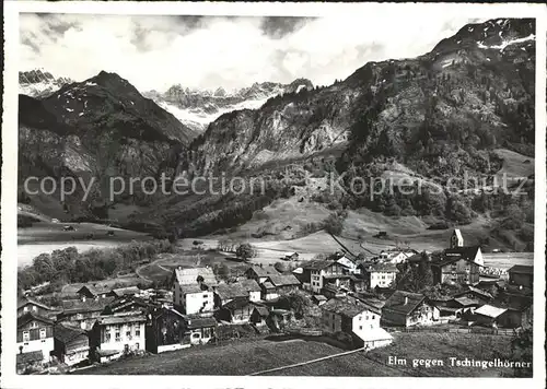 Elm GL Panorama gegen Tschingelhoerner Glarner Alpen Kat. Elm