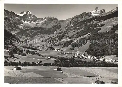 Elm GL Panorama mit Kaerpf und Hausstock Glarner Alpen Kat. Elm