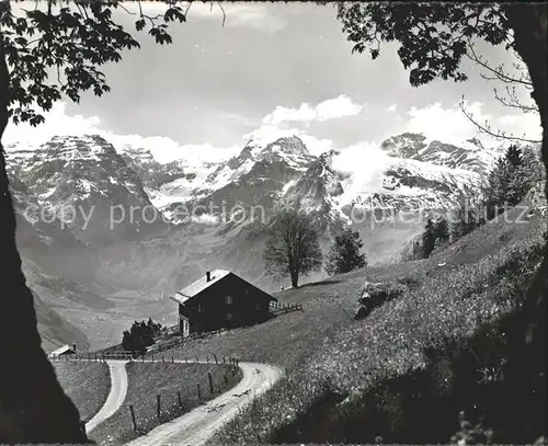 Braunwald GL Blick vom "Gugger" zum Selbsanft Toedi Gemfsfayren Glarner Alpen Kat. Braunwald