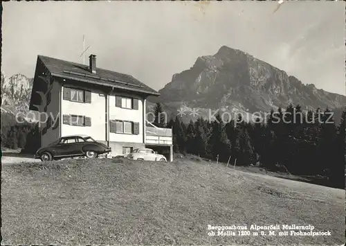Mollis Berggasthaus Alpenroesli Mullernalp mit Frohnalpstock Glarner Alpen Kat. Mollis