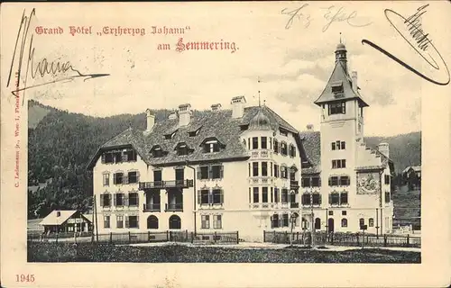 Semmering Grand Hotel Erzherzog Johann Kat. Semmering