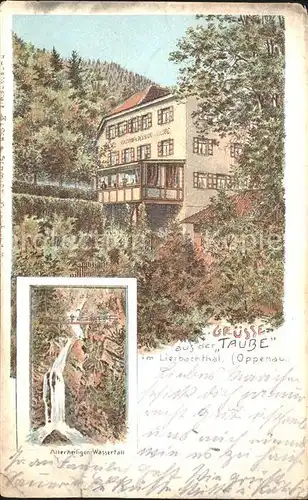 Lierbach Litho Allerheiligen Wasserfall Gasthaus z. Taube / Oppenau /Ortenaukreis LKR