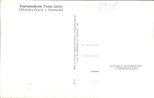 Oberdielbach Wolfsschlucht Touristenheim Franz Geier / Waldbrunn /Neckar-Odenwald-Kreis LKR