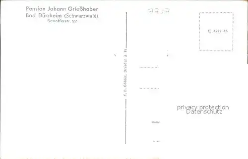 Bad Duerrheim Pension J. Grieshaber Gartenhaus / Bad Duerrheim /Schwarzwald-Baar-Kreis LKR
