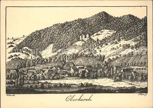Oberkirch Baden Stich um 1825 / Oberkirch /Ortenaukreis LKR