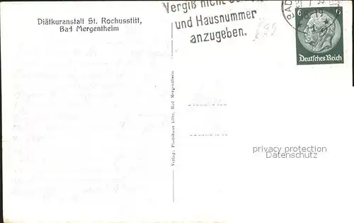 Bad Mergentheim Diaetkuranstalt St. Rochusstift / Bad Mergentheim /Main-Tauber-Kreis LKR