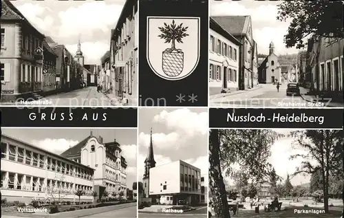 Nussloch Hauptstrasse Sinsheimer Strasse Parkanlagen Volksschule Rathaus  / Nussloch /Heidelberg Stadtkreis