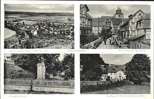 Ronshausen Blick Schellenberg Alte Partie vor der Kirche Kriegerdenkamal  / Ronshausen /Hersfeld-Rotenburg LKR