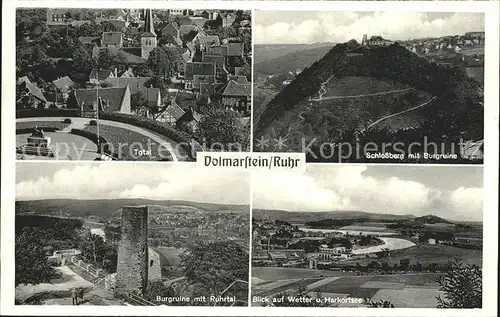 Volmarstein Schlossberg mit Bergruine Blick auf Wetter Harkorsee Ruhrtal / Wetter (Ruhr) /Ennepe-Ruhr-Kreis LKR