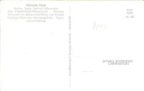 Calmbach Enz Weinstube Faessle / Bad Wildbad /Calw LKR