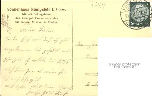Koenigsfeld Schwarzwald Sonnenhaus Muttererholungsheim / Koenigsfeld im Schwarzwald /Schwarzwald-Baar-Kreis LKR