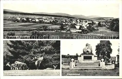 Tiefenbach Hunsrueck Kriegerdenkmal Hirschbrunft Soorwald / Tiefenbach /Rhein-Hunsrueck-Kreis LKR