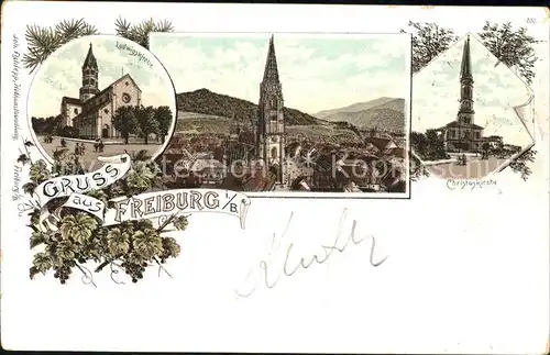 Freiburg Breisgau Christuskirche Ludwigskirche Litho / Freiburg im Breisgau /Breisgau-Hochschwarzwald LKR