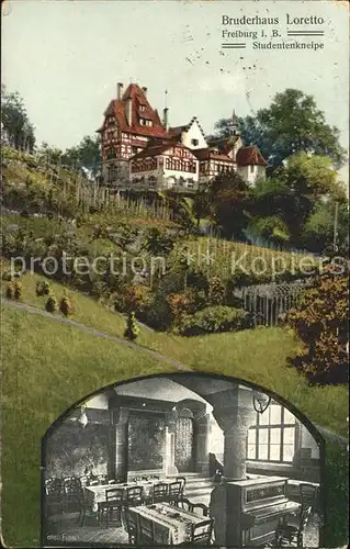 Freiburg Breisgau Bruderhaus Loretto Studentenkneipe Litho / Freiburg im Breisgau /Breisgau-Hochschwarzwald LKR