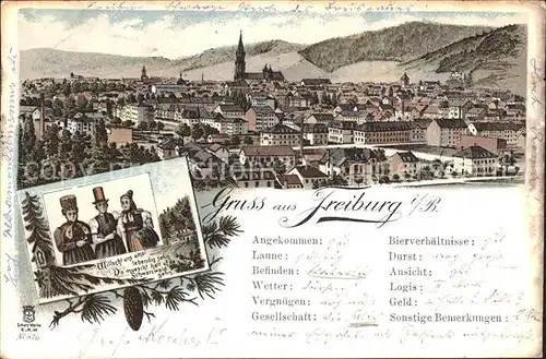 Freiburg Breisgau Trachten Litho  / Freiburg im Breisgau /Breisgau-Hochschwarzwald LKR