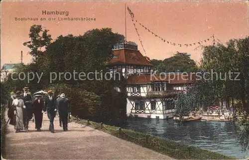 Hamburg Bootshaus an der Lombardsbruecke Litho / Hamburg /Hamburg Stadtkreis