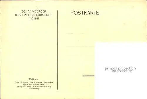 Schramberg Rathaus Federzeichnung von Studienrat Kettnacker / Schramberg /Rottweil LKR