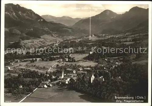 Brannenburg Fliegeraufnahme Gasthaus u Kaffe St. Margarethen / Brannenburg /Rosenheim LKR