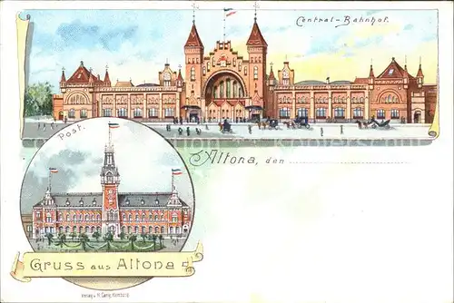 Altona Hamburg Cantral-Bahnhof Post Litho / Hamburg /Hamburg Stadtkreis